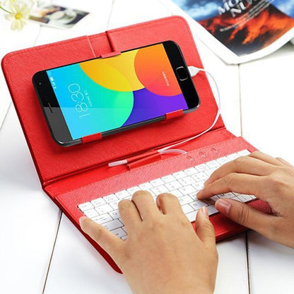 Mobile Phone Bluetooth Keyboard Leather Case